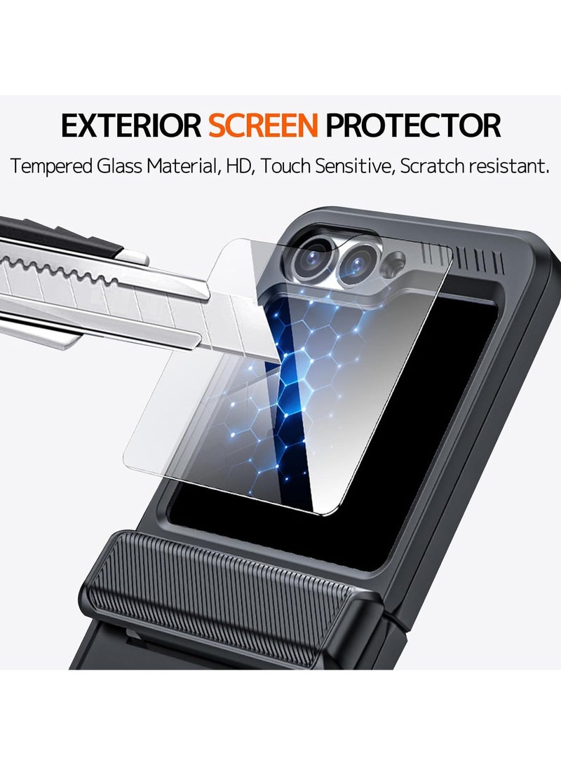 general Compatible with Galaxy Z Flip 6 Case with Hinge Protective & Screen Protector, All-Round Protective Heavy Duty Protective case for Z Flip 6 2024 - Image 2