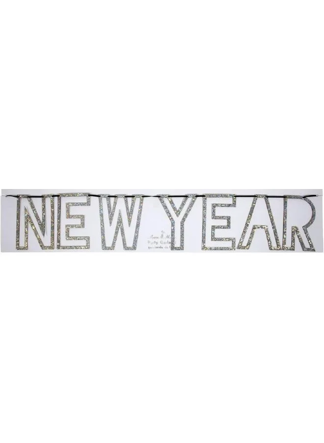 Meri Meri Glitter New Year Garland Silver