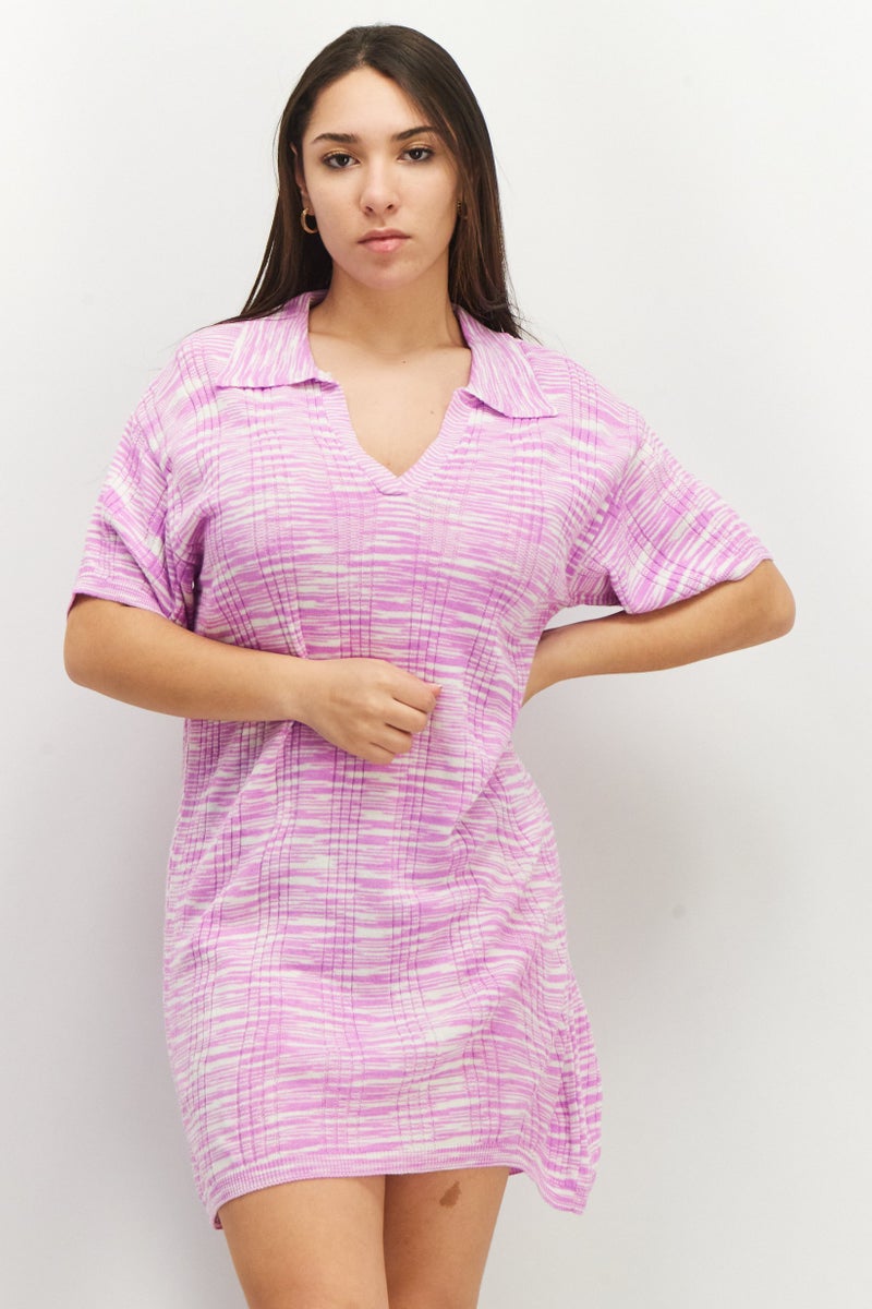 Asos Design Women Textured Mini Dress, Pink - Image 1