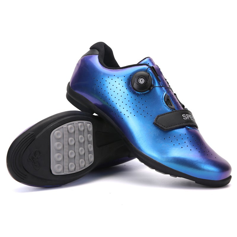 Generic Unisex Cycling Shoes Lockable MTB Road Bike Breathable 896 turning blue without lock (normal pedals) 