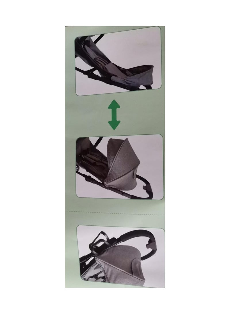 عربة أطفال كيديلو خفيفة الوزن وقابلة للتعديل ومظلة ذات 4 عجلات باللون الأسود - Image 3