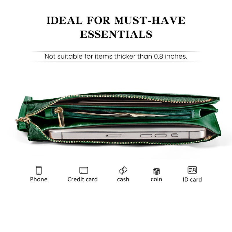 befen Genuine Leather Wristlet Clutch for Women Ultra-Slim Ladies Credit Card Holder Wallet Purses with RFID Protection (Kelly Green) - Image 4