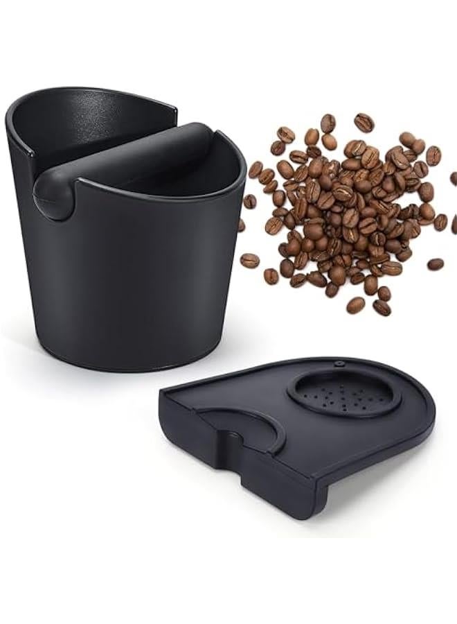 HOOKOR Set of 2 Pieces Espresso Knock Box and Coffee Tamper Mat Reliable Barista Tools with Removable Knock Bar Non-slip Base Food Safe Silicone Espresso Tamper Mat for Barista Bar Shop Worktop (S) - Image 1