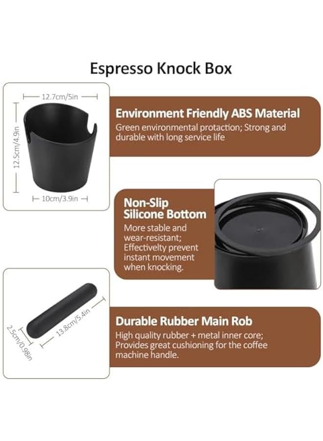 HOOKOR Set of 2 Pieces Espresso Knock Box and Coffee Tamper Mat Reliable Barista Tools with Removable Knock Bar Non-slip Base Food Safe Silicone Espresso Tamper Mat for Barista Bar Shop Worktop (S) - Image 3