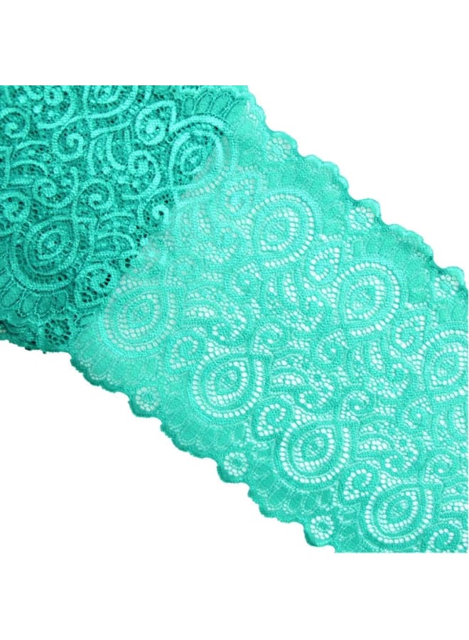 5 Yards Width 7 Inch Stretch Lace Trim Fabric Elastic Lace Flowers Ribbon for Garment Craft Embellishment Wedding Bouquet Making Headbands Garters Baby Shower Table Decorations (Teal)  - Image 1