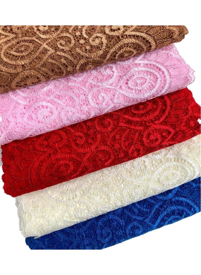 5 Yards Width 7 Inch Stretch Lace Trim Fabric Elastic Lace Flowers Ribbon for Garment Craft Embellishment Wedding Bouquet Making Headbands Garters Baby Shower Table Decorations (Teal)  - Image 3