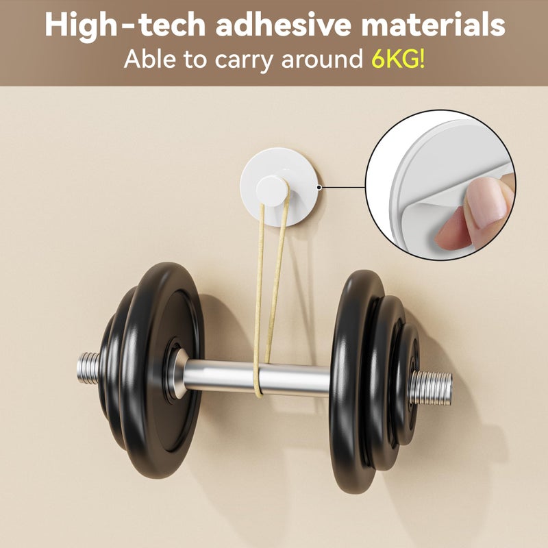 bussdis White Adhesive Wall Hook for Coat and Towel: Extra Sticky 12 LB (Max), Stainless Coat Rack Door Holder Hanger, Heavy Duty - Image 2