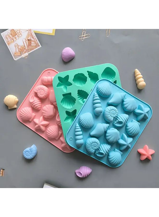 Set Of 3 Ocean Animal Shaped Non Stick Silicone Molds High Temperature Resistant For Chocolate Jelly Pudding Cake Decorations Blue Green Pink - Image 2