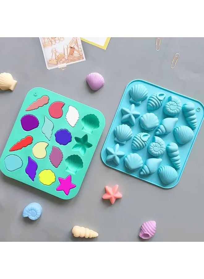Set Of 3 Ocean Animal Shaped Non Stick Silicone Molds High Temperature Resistant For Chocolate Jelly Pudding Cake Decorations Blue Green Pink - Image 5