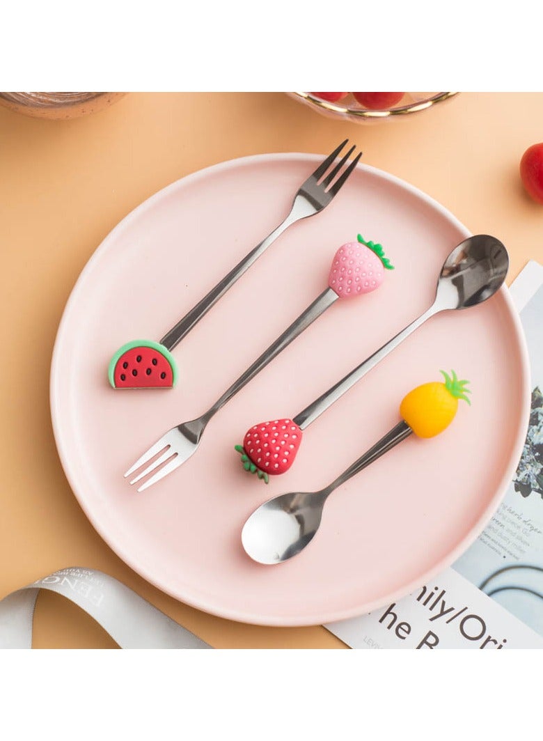 شوكة الفواكه المبدعة المصنوعة من الفولاذ المقاوم للصدأ ملعقة قهوة مصنوعة من الفولاذ المقاوم للصدأ - Image 1