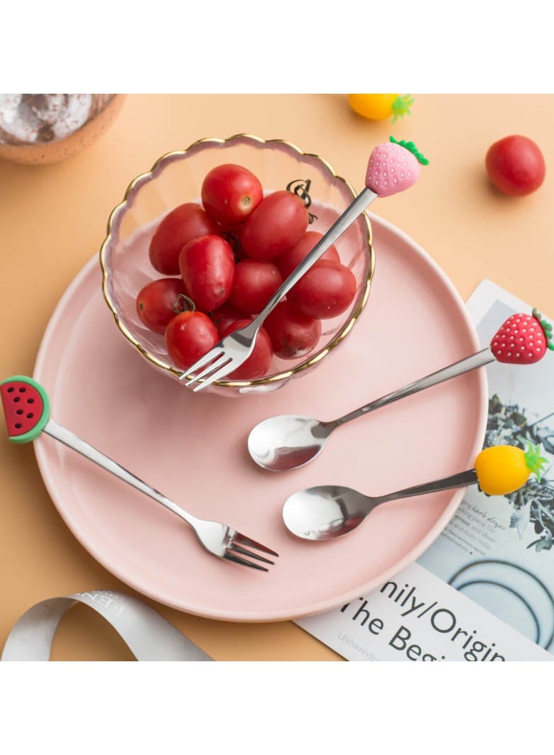 شوكة الفواكه المبدعة المصنوعة من الفولاذ المقاوم للصدأ ملعقة قهوة مصنوعة من الفولاذ المقاوم للصدأ - Image 3