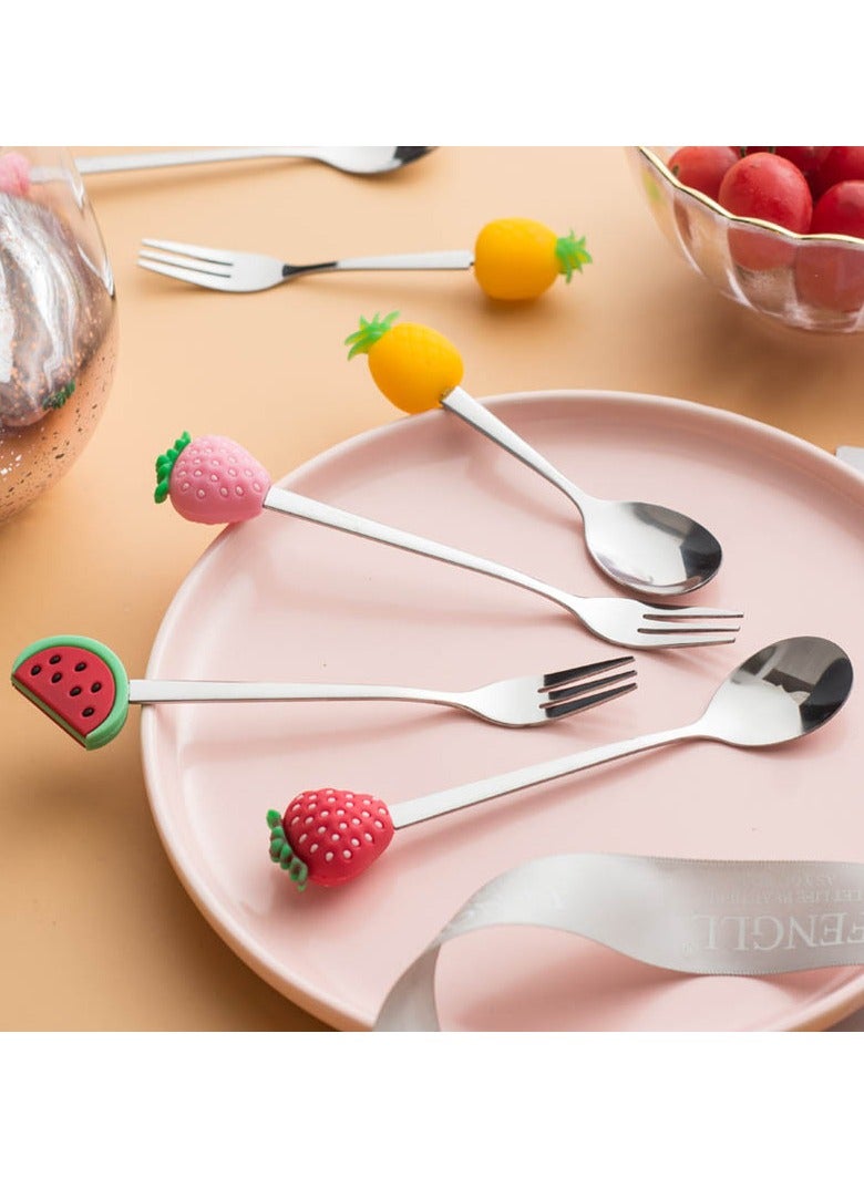 شوكة الفواكه المبدعة المصنوعة من الفولاذ المقاوم للصدأ ملعقة قهوة مصنوعة من الفولاذ المقاوم للصدأ - Image 2