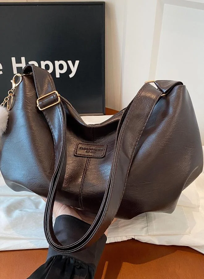 Take Two Coffee Brown Faux Leather Shoulder Bag