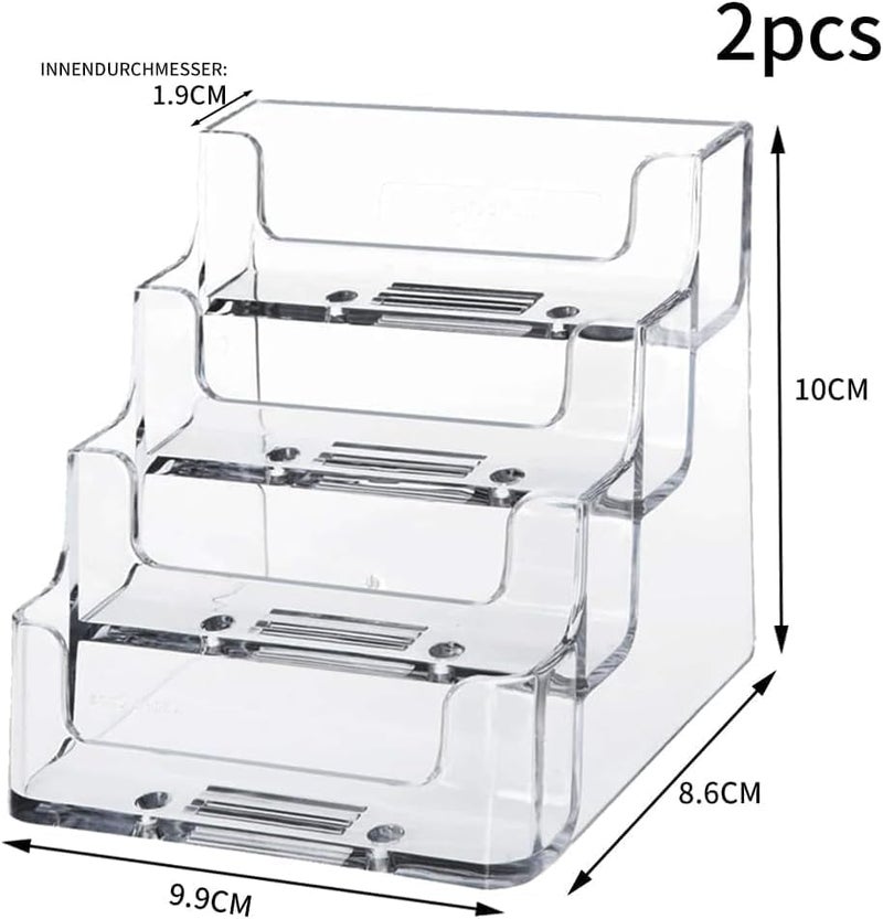 Al Raied ARS® 2 PCS 4 Tier Business Card Holder – Transparent Acrylic Card Display Stand for Desk - Image 2
