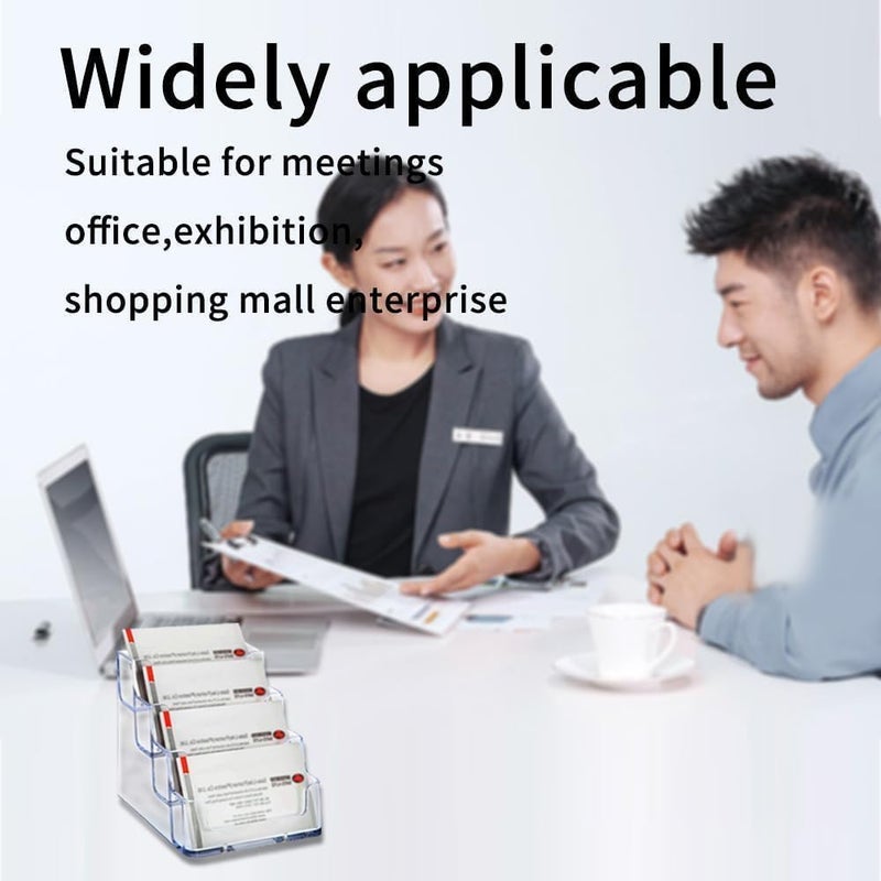 Al Raied ARS® 2 PCS 4 Tier Business Card Holder – Transparent Acrylic Card Display Stand for Desk - Image 3
