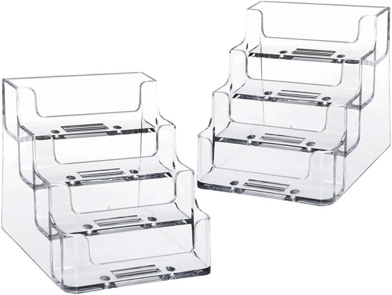 Al Raied ARS® 2 PCS 4 Tier Business Card Holder – Transparent Acrylic Card Display Stand for Desk - Image 1