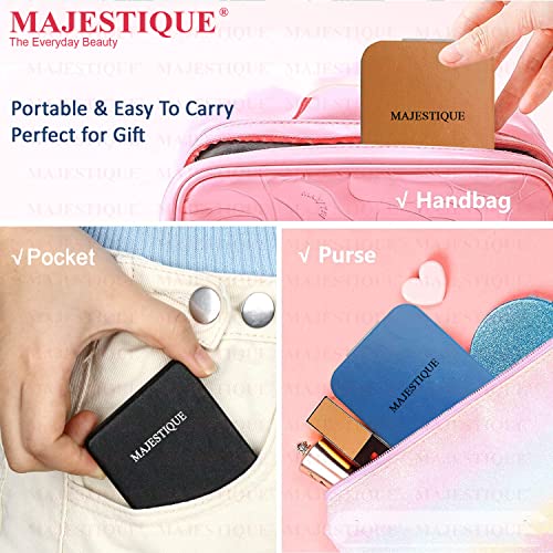 MAJESTIQUE Compact Hand Mirror for Women, Men and Girls, Multicolor Travel Makeup Mirrors for Handbag and Pocket Mirror for Girls, Mini Mirror, Portable Double-Sided Mirror- (Blue) - Image 5