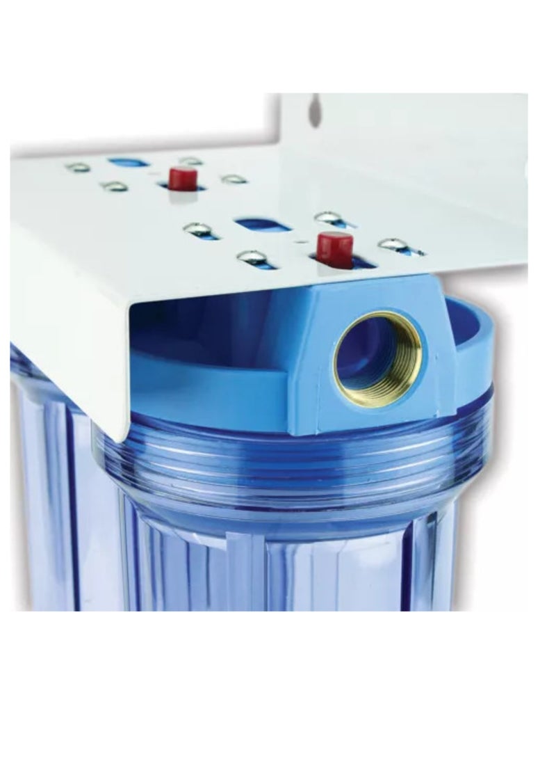 يوروماكس فلتر المياه المزدوج 10 بوصة قياسي من ايرو ماكس مع منافذ نحاسية BSP 3/4 بوصة مع فلترين (كربون، PP) - Image 3