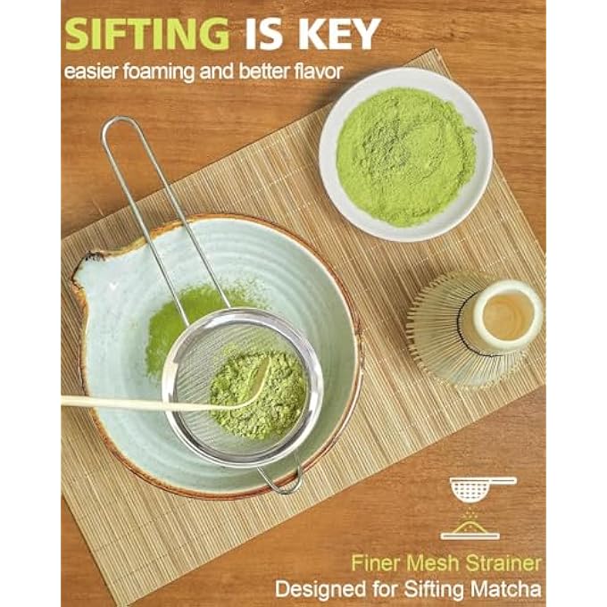 rayihni Matcha Whisk Set With Matcha Bowl Matcha Whisk Holder Matcha Bamboo Whisk Scoop Sifter Unique Gifts For Women Men Girl Friend Home Kitchen Decor Gifts For Tea Enthusiasts Christmas - Image 4