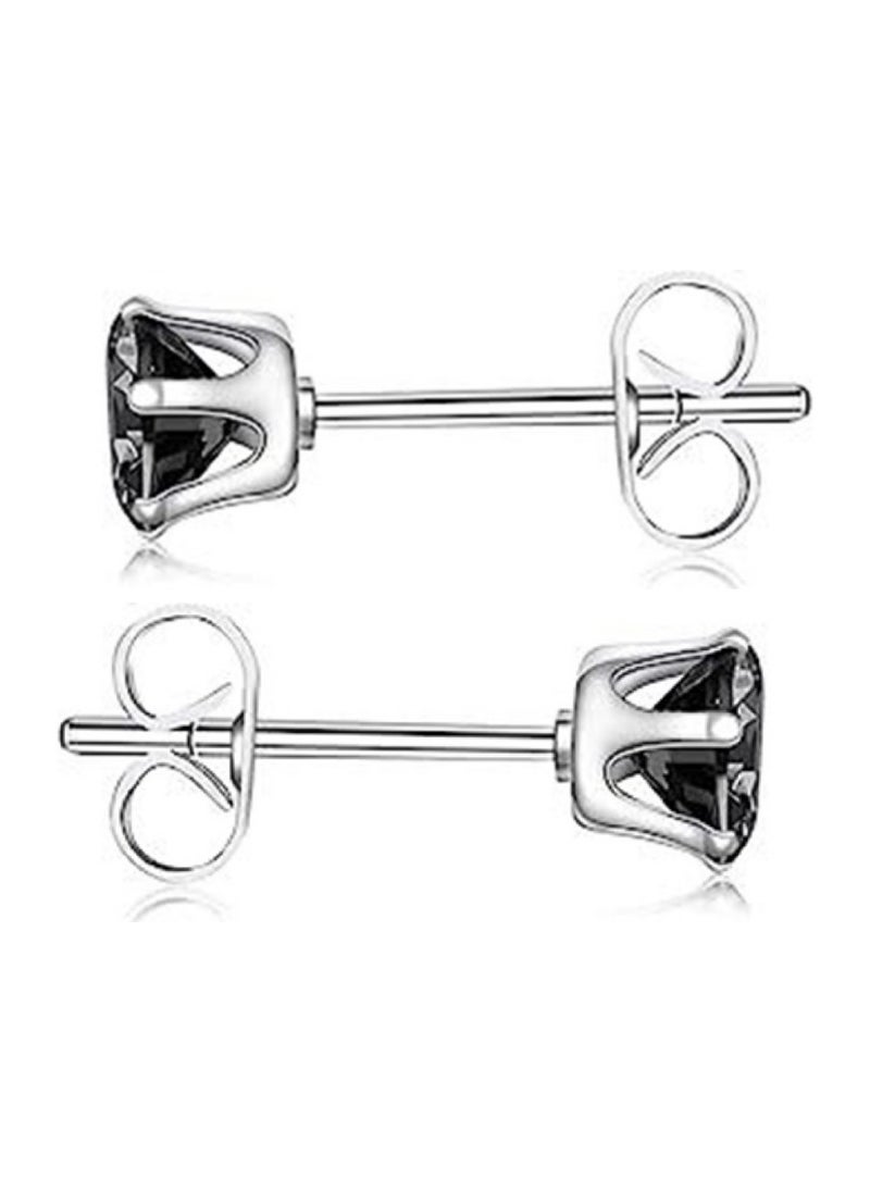 Soko Mesh 5 Pairs Hypoallergenic Stud Earrings Set, 316L Stainless Steel Cubic Zirconia Earrings, Durable CZ Earrings for Sensitive Ears, 3-8mm Steel Color, Non-Tarnish Jewelry  - Image 5