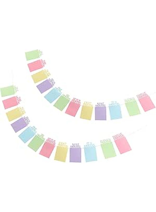2pc Kraft Paper Birthday Photo Banner Monthly Milestone Hanging Bunting for First Birthday Party Decor - Image 1