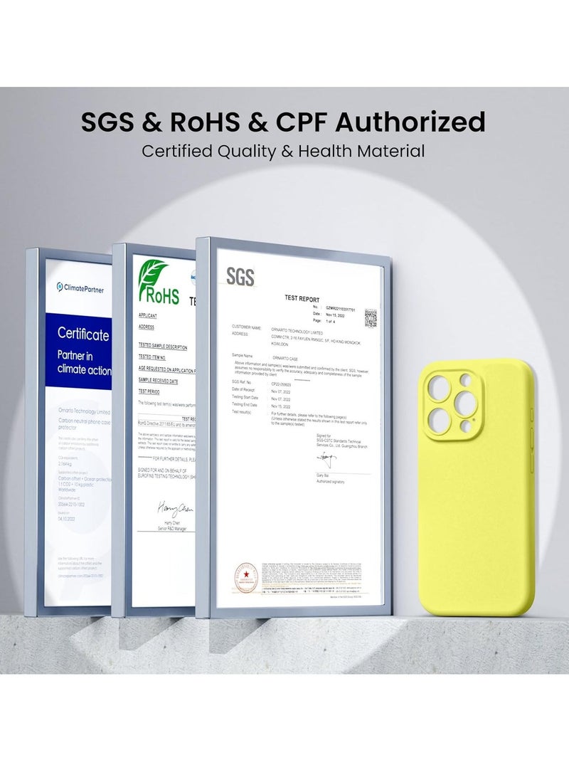 إيف متوافق مع جراب iPhone 15 Pro Max المقاوم للصدمات مع قطعتين من واقيات الشاشة، غطاء حماية كامل من مطاط السيليكون السائل المقاوم للماء لهاتف iPhone 15 Pro Max 6.7 بوصة - أصفر رمادي - Image 5