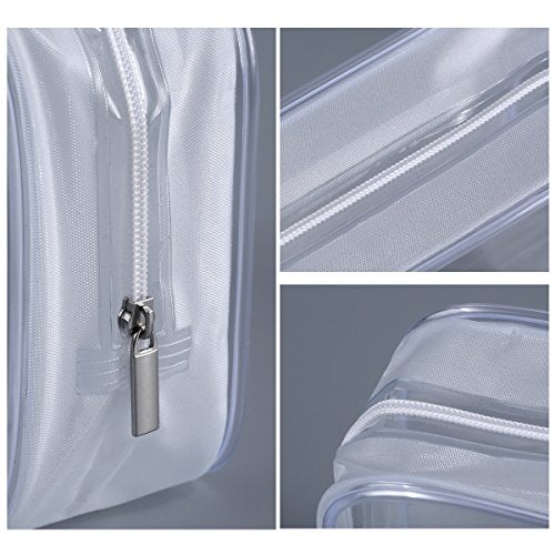 Homtable 5 Pack Clear Plastic Zippered Toiletry Carry Pouch TSA Approved Toiletry Bag Portable Cosmetic Makeup Bag for Vacation, Bathroom and Organizing (White, Small) - Image 4