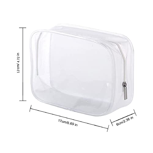 Homtable 5 Pack Clear Plastic Zippered Toiletry Carry Pouch TSA Approved Toiletry Bag Portable Cosmetic Makeup Bag for Vacation, Bathroom and Organizing (White, Small) - Image 2