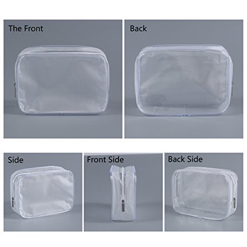 Homtable 5 Pack Clear Plastic Zippered Toiletry Carry Pouch TSA Approved Toiletry Bag Portable Cosmetic Makeup Bag for Vacation, Bathroom and Organizing (White, Small) - Image 3