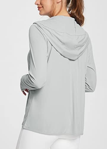 baleaf Women's SPF Jacket Sun Shirt UV Protection Hoodie Zip Up Long Sleeve Hooded Summer Clothing Running Hiking Grey M - Image 2