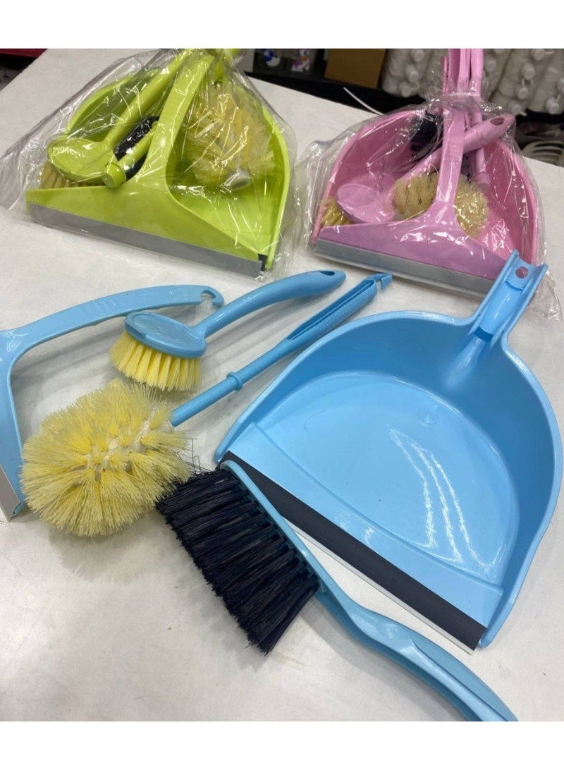 مجموعة التنظيف 5 قطع فرشة شيش + جاروف + فرشة تواليت + فرشة حوض + مساحة زجاج - Image 1