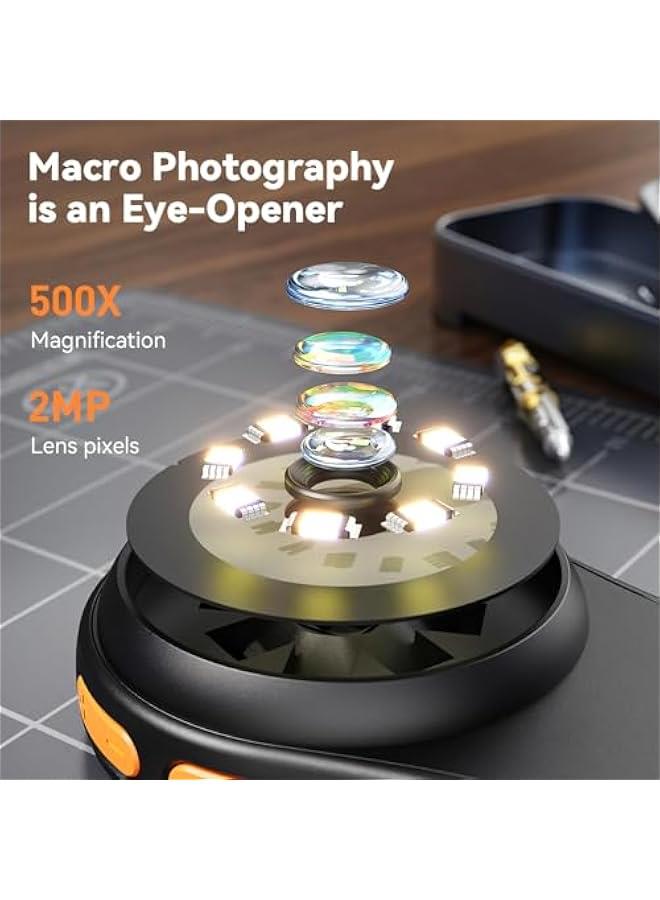 Microscope for Adult-2.0 Inch IPS Screen 100X Pocket Microscope, 3-Level Adjustable LED Lights Portable Handheld Mini Microscope,USB Connection to PC - Image 2