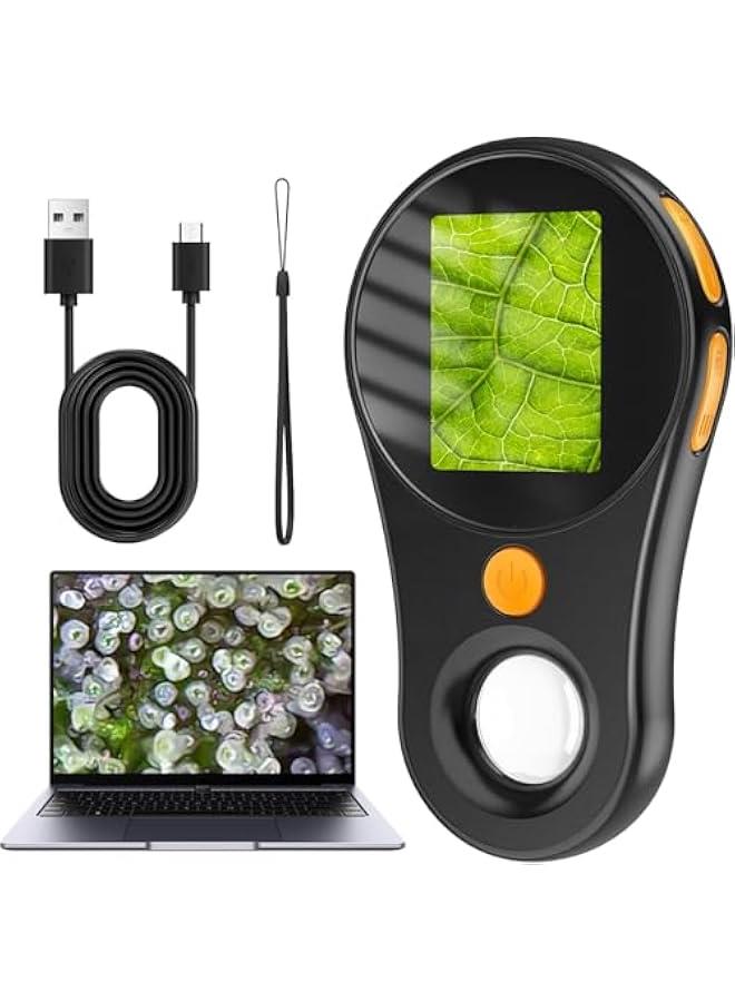 Microscope for Adult-2.0 Inch IPS Screen 100X Pocket Microscope, 3-Level Adjustable LED Lights Portable Handheld Mini Microscope,USB Connection to PC - Image 1