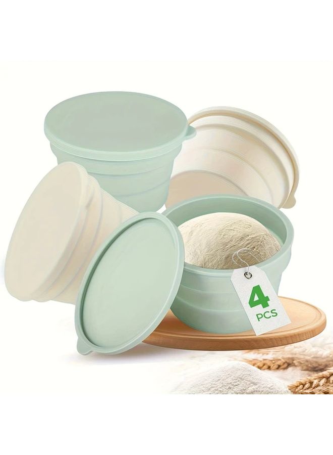4pcs Silicone Pizza Dough Proofing Boxes with Lids Stackable Reusable Bread Storage Containers for Kitchen and Camping Food Safe Design Perfect for Pizza Making Baking Essentials - Image 1