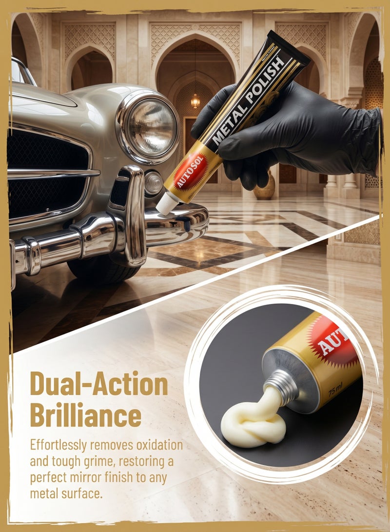 Metal Polish Cream 75ml Rust Remover Cleaner Chrome Brass Steel Shine Restorer Multi Surface Polish Paste for Car Bike Kitchen Tools - Image 2
