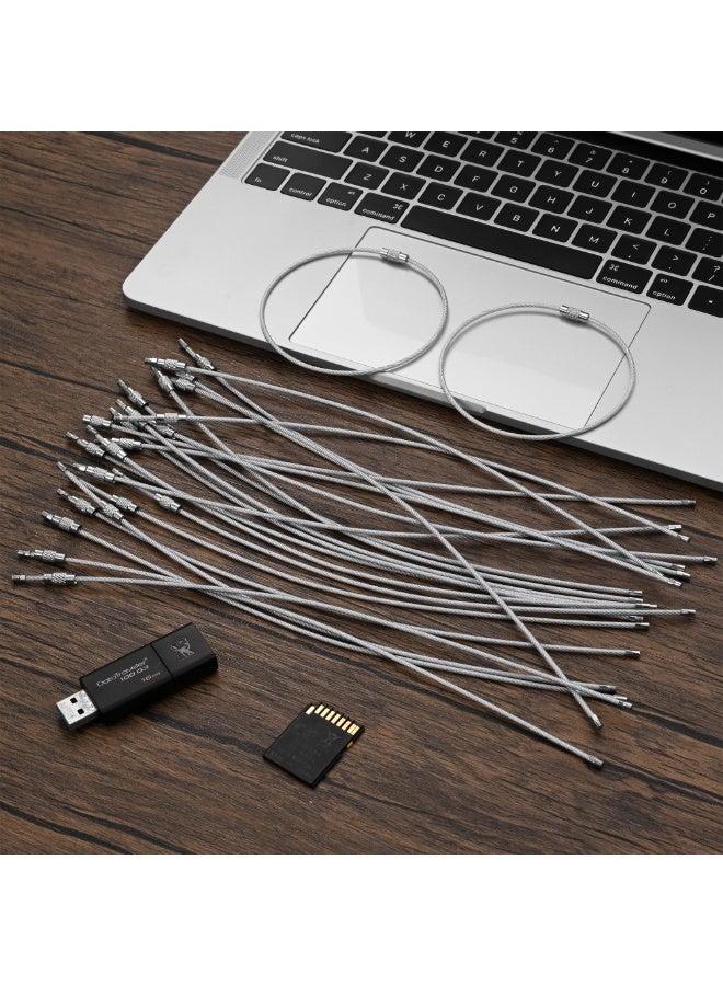 20-Pack 10-Inch Stainless Steel Wire Keychain Cables, Nylon Coated Screw Lock Key Rings, 2mm Heavy Duty, Silver - Image 4