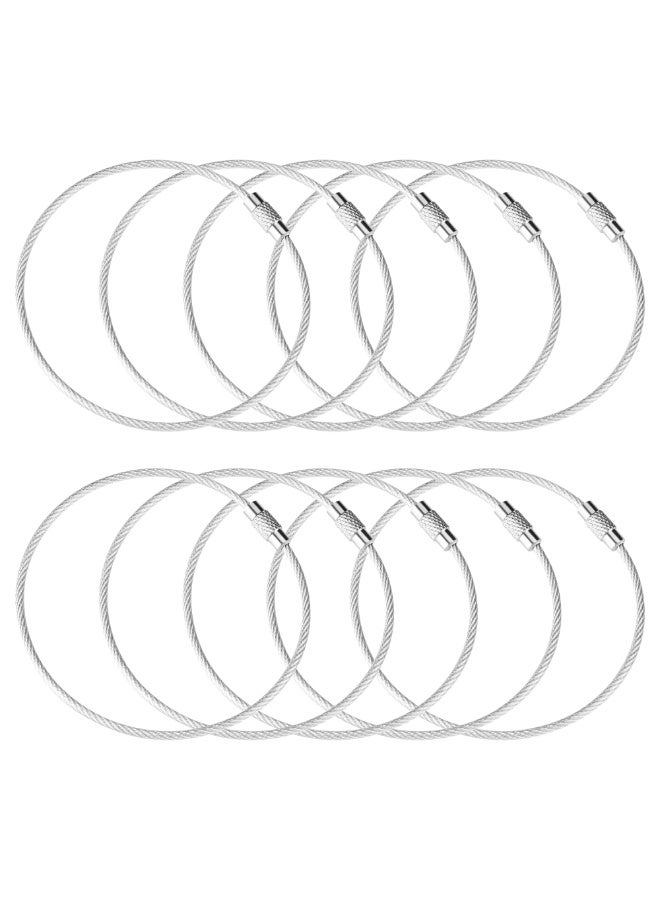 20-Pack 10-Inch Stainless Steel Wire Keychain Cables, Nylon Coated Screw Lock Key Rings, 2mm Heavy Duty, Silver - Image 1