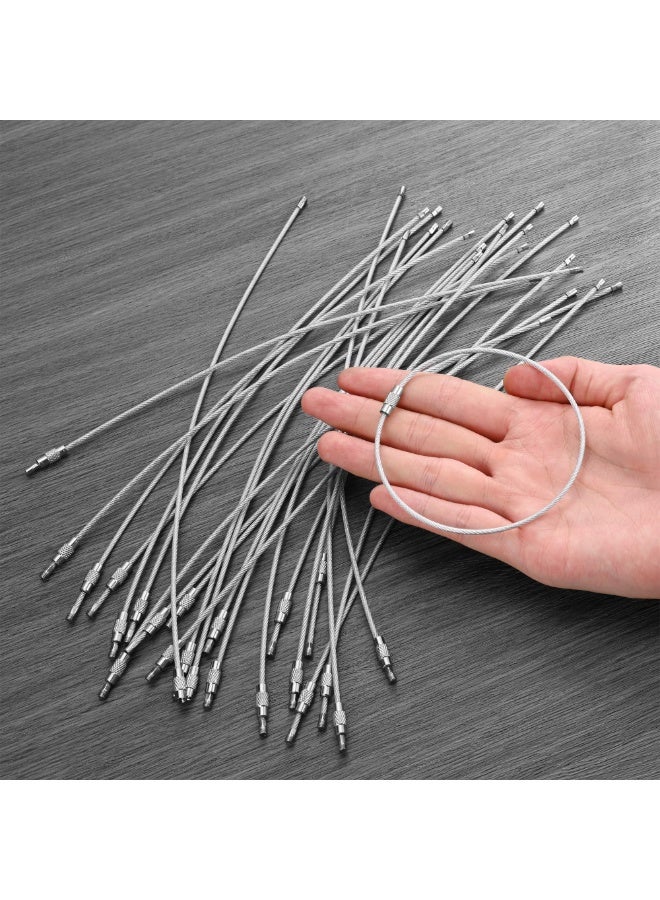 20-Pack 10-Inch Stainless Steel Wire Keychain Cables, Nylon Coated Screw Lock Key Rings, 2mm Heavy Duty, Silver - Image 3