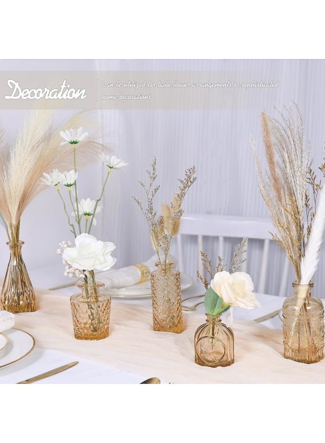 TBWIND Glass Bud Vase Set of 5, Small Amber Flower Vases for Centerpieces in Bulk, Mini Vintage Vase for Wedding Decor, Single Flowers, and Home Table Décor - Image 2