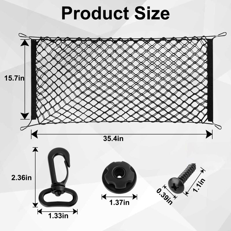 BFXM Premium Dual-Layer Nylon Cargo Net-Adjustable Elastic Trunk Storage Net with Hook-Cargo Net for Pickup Truck Bed for SUVs, Cars, and Trucks(35.4x15.7 Inch) - Image 2