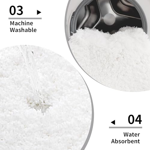Disolla White Bathrom Runner Rug 24x59 - Large Soft Plush Bath Mat, Thick Long Non-Slip Shaggy Floor Mat, Ultra-Absorbent for Master Bathroom Bedroom - Image 5