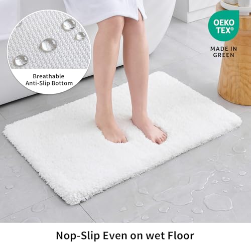 Disolla White Bathrom Runner Rug 24x59 - Large Soft Plush Bath Mat, Thick Long Non-Slip Shaggy Floor Mat, Ultra-Absorbent for Master Bathroom Bedroom - Image 3