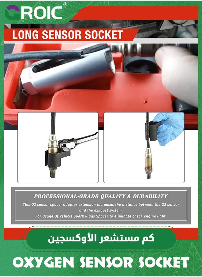 GROIC - 5 Pcs Automotive Oxygen Sensor Socket & Thread Chaser Set, Offset O2 Sensor Wrench Removal Tool,Oil Pressure Sending Unit Master Sensor Socket Set - Image 1