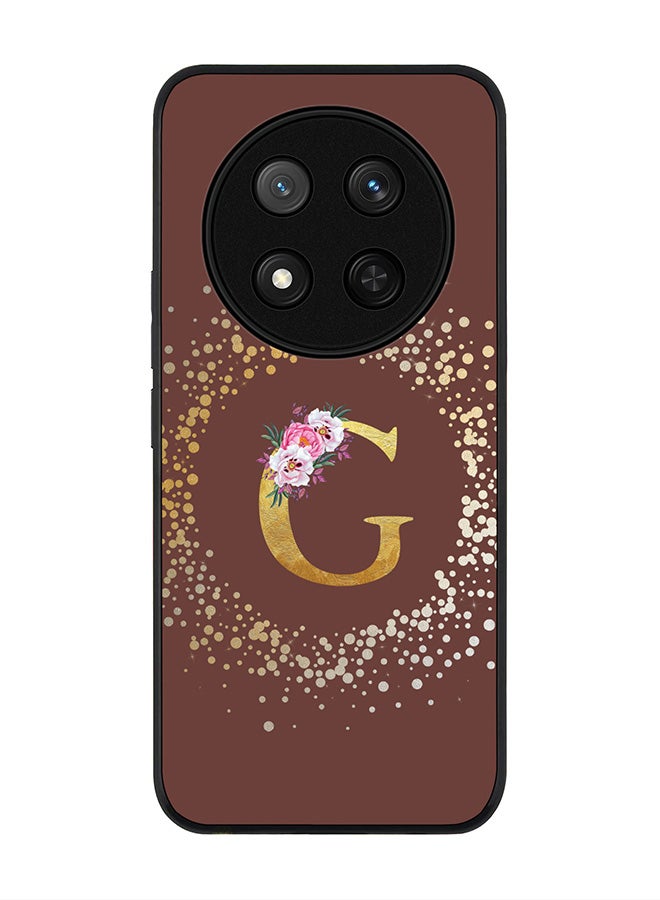 Stylizedd For Honor X9c / Honor Magic7 Lite 5G Case,Slim fit Camera Protection, Shockproof Thin Phone cover  - Custom Monogram Floral - G  (Brown ) - Image 1