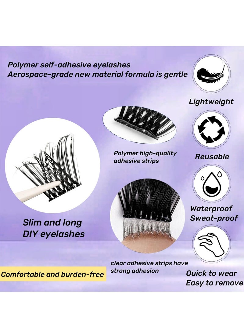 FLYROAD - Self Adhesive Eyelashes Clusters 120PCS Press On Lashes Clusters Kit Reusable Pre Glued Lashes, Mix 10-16mm Individual Lash Extension Kit with Lash Tweezers for Beginners - Image 1