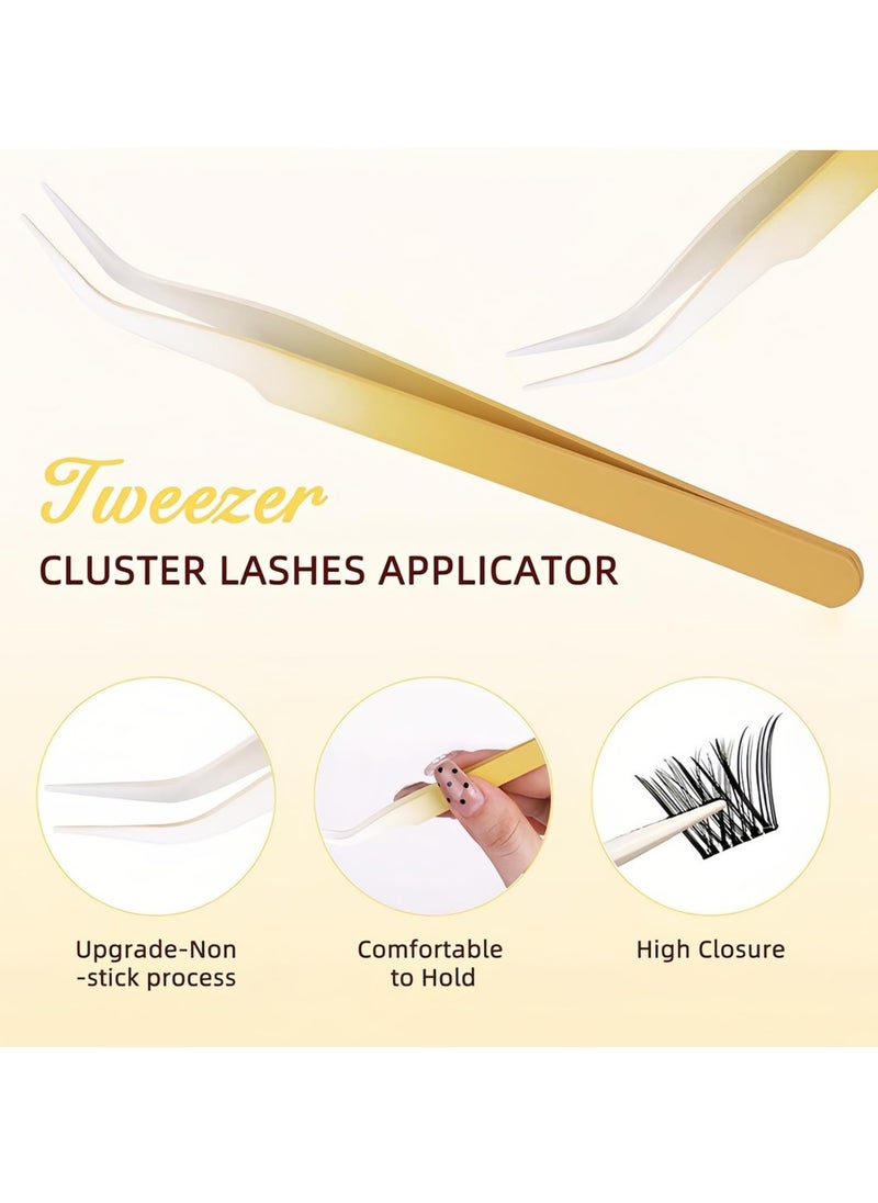 FLYROAD - Self Adhesive Eyelashes Clusters 120PCS Press On Lashes Clusters Kit Reusable Pre Glued Lashes, Mix 10-16mm Individual Lash Extension Kit with Lash Tweezers for Beginners - Image 1