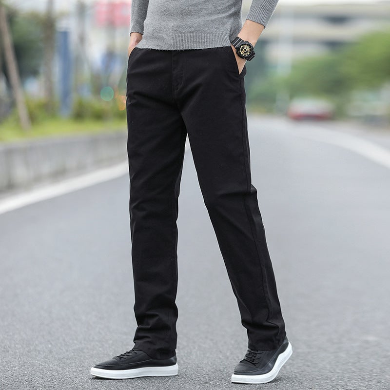 Pants Mens Youth Korean Style Loose Straight Wide Leg Pants Mens Autumn Comfortable Plus Large Size Fat Casual Pants 6602 Khaki - Image 2