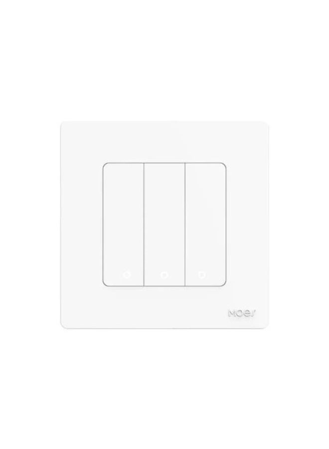 مفتاح تعتيم ذكي MOES Zigbee – 3 أزرار (أبيض) مع زر ضغط دائري | وحدة تحكم لمشاهد الإضاءة الذكية، يعمل مع Tuya وSmart Life، يتطلب Zigbee Hub، ومتوافق مع Alexa وGoogle Home