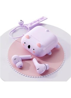 True Wireless Purple Cute Earbuds Bluetooth Kawaii Headphones for Girls Small Mini Tiny Ear Buds for Kids Noise Cancelling Earbuds TWS Earphones Kids Wireless Earbuds for iPhone Android