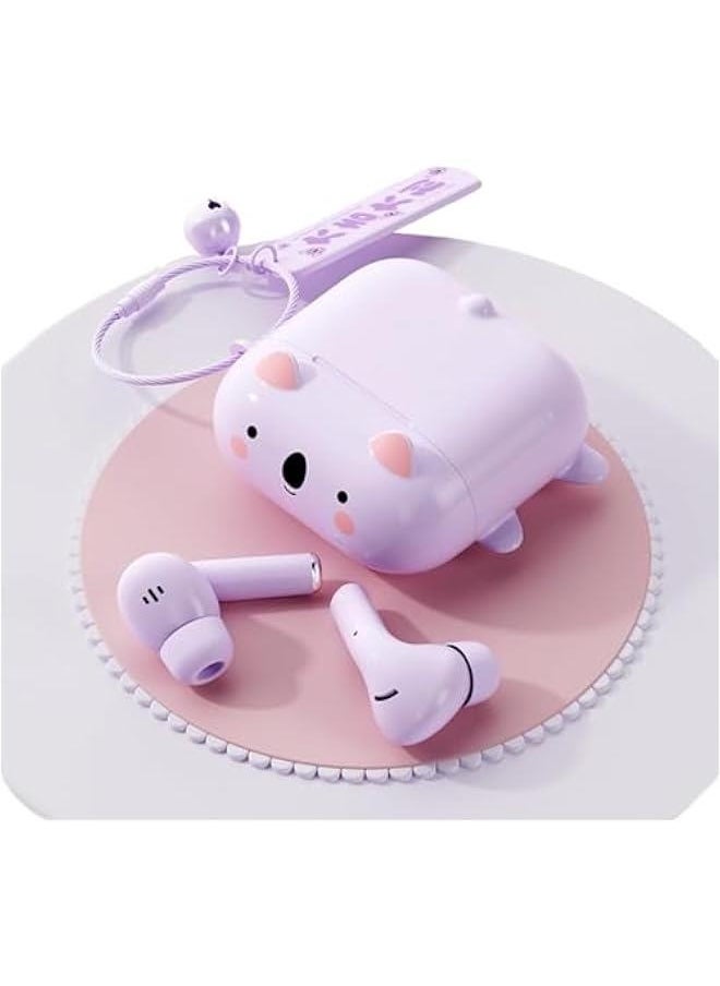 xozgdovg - True Wireless Purple Cute Earbuds Bluetooth Kawaii Headphones for Girls Small Mini Tiny Ear Buds for Kids Noise Cancelling Earbuds TWS Earphones Kids Wireless Earbuds for iPhone Android - Image 1